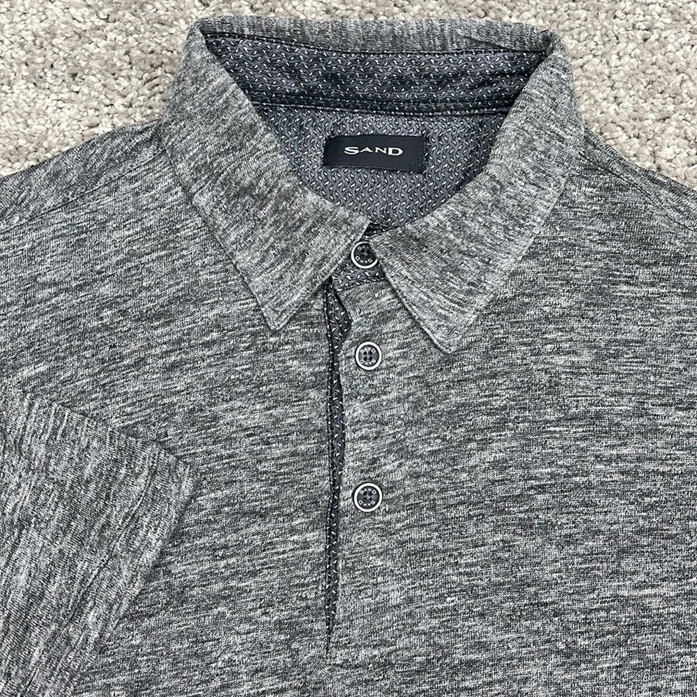 Sand Heather Gray Linen Knit Polo Shirt Men’s M/L EUC